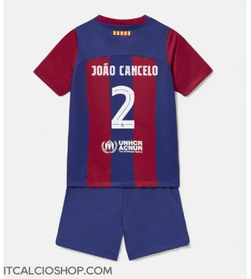 Barcelona Joao Cancelo #2 Prima Maglia Bambino 2023-24 Manica Corta (+ Pantaloni corti)